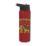 4 Years Old Birthday Boy Dino Volcano - 4th B-Day Stainless Steel Insulated Water Bottle