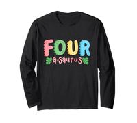 4 Years Old Four Saurus Kids Dinosaur 4th Birthday Family Long Sleeve T-Shirt