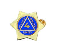 4 Years Sober Alcoholics Anonymous Gold Star Lapel Pin Badge