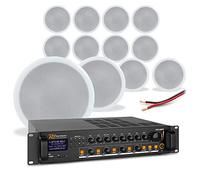 4-Zone Ceiling Speaker System with 12x PD CSPB6 6.5 Inch Background Music Speakers & Bluetooth Mixer Amplifier 120W - Commercial Audio PA System