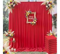 40×12ft Wrinkle Free Red Backdrop Curtain for Wedding Parties,8 Panels 5×12ft Long Soft Silky Polyester Backdrop Drapes Red Photo Back Drop Curtains for Photography Stage Christmas Background Cloth