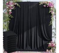 40×14ft Wrinkle Free Black Backdrop Curtain for Wedding Parties,8 Panels 5×14ft Height Soft Silky Polyester Photo Backdrop Drapes for Birthday Graduation Photography Stage Event Background Cloth