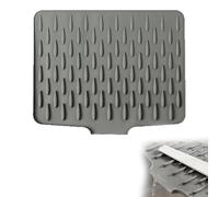 40*32.5cm No Spill Silicone Worktop Saver, Heat-Resistant & Non-Slip Mat for Drip-Free Drying, Foldable Silicone Draining Mat, with Built-in Slope Drain Lip, for Kitchen Counter Sink (Grey, 1pcs)