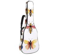 40 41 42 Inch Guitar Gig Bag, 0.4 in Thick Sponge Soft Padded Guitar Case Cover for Acoustic Electric Bass Classical Guitar, Collection of Watercolor Dragonfly Bee and Butterfly