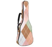 40 41 42 Inch Guitar Gig Bag, 0.4 in Thick Sponge Soft Padded Guitar Case Cover for Acoustic Electric Bass Classical Guitar, Aesthetic Pastel Peach Sage Green and White Argyle Pattern