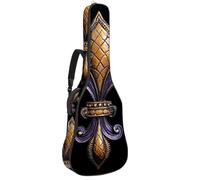 40 41 42 Inch Guitar Gig Bag, 0.4 in Thick Sponge Soft Padded Guitar Case Cover for Acoustic Electric Bass Classical Guitar, Art Mardi Gras Golden Fleur de lis