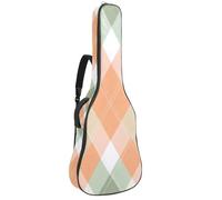 40 41 42 Inch Guitar Gig Bag, 0.4 in Thick Sponge Soft Padded Guitar Case Cover for Acoustic Electric Bass Classical Guitar, Pastel Peach Sage Green and White Argyle Pattern