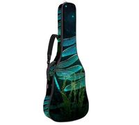 40 41 42 Inch Guitar Gig Bag, 0.4 in Thick Sponge Soft Padded Guitar Case Cover for Acoustic Electric Bass Classical Guitar, Three Turquoise Dragonflies on Night Background