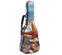 40 41 42 Inch Guitar Gig Bag, 0.4 in Thick Sponge Soft Padded Guitar Case Cover for Acoustic Electric Bass Classical Guitar, Starfish and Seashell on The Summer Beach in Sea Water