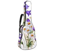 40 41 42 Inch Guitar Gig Bag, 0.4 in Thick Sponge Soft Padded Guitar Case Cover for Acoustic Electric Bass Classical Guitar, Watercolor Wild Flowers Bouquet with Butterflies