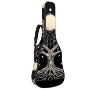 40 41 42 Inch Guitar Gig Bag, 0.4 in Thick Sponge Soft Padded Guitar Case Cover for Acoustic Electric Bass Classical Guitar, Boho Style Retro Tree of Life with Moon Phase