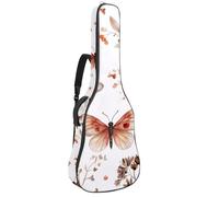 40 41 42 Inch Guitar Gig Bag, 0.4 in Thick Sponge Soft Padded Guitar Case Cover for Acoustic Electric Bass Classical Guitar, Watercolor Abstract Flowers Plants Flying Butterfly and Dragonfly