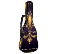 40 41 42 Inch Guitar Gig Bag, 0.4 in Thick Sponge Soft Padded Guitar Case Cover for Acoustic Electric Bass Classical Guitar, Mardi Gras Dotted Frame with Golden Fleur de lis