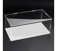 40 45 50 55 60 cm Long Acrylic Display Case, High Transparency Display Cabinet for Models / Miniatures / Figurines, Dustproof Acrylic Storage Boxes(White Base,35x10x10cm)