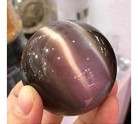 40/50/60MM Beautiful Rare Natural Cat's Eye Stone Balls Quartz Crystal Reiki Healing Sphere Office Home Decor (Color : Purple, Size : 60MM)