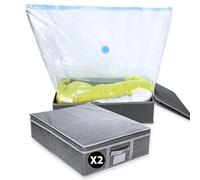 40.5L Slim Underbed Clothes Storage Box with Lid - Low-Profile Foldable Organiser with Reinforced Sides & Easy-Access Lid - Space Saving Storage for Bedding, Duvets & Clothes - Vacuum Storage Bag