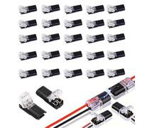 40/60/80/200PCS Double Wire Lock-Grip Connector, Multi Purpose Snap on Blocks, Low Voltage Wires Connector with Locking Buckle, No Wire Stripping Cutting - Compact Plug for LED Strips (40) (60)