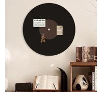 40/60cm Round Felt Bulletin Board,Retro Vinyl Record Felt Pinboard Wall Art Display Panel for Photo Memo,Wall Decor Self Adhesive Vision Board (Coffee,60cm)