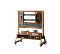 40-85IN Rolling Tv Stand With Power Outlet Floor-Standing TV Stand Adjustable Height And Angle With Tempered Glass Sliding Door For Office, School, Home(Gold-B)