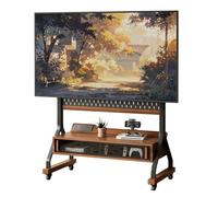 40-85IN Rolling Tv Stand With Power Outlet Floor-Standing TV Stand Adjustable Height And Angle With Tempered Glass Sliding Door For Office, School, Home(Black-B)