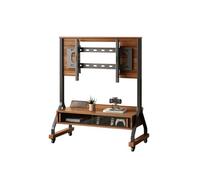 40-85IN Rolling Tv Stand With Power Outlet Floor-Standing TV Stand Adjustable Height And Angle With Tempered Glass Sliding Door For Office, School, Home(Black-A)