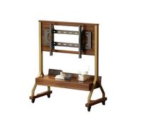 40-85IN Rolling Tv Stand With Power Outlet Floor-Standing TV Stand Adjustable Height And Angle With Tempered Glass Sliding Door For Office, School, Home(Gold-A)