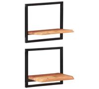 (40 ¡Á 24 ¡Á 35 cm) vidaXL Wall Shelf Set Picture Ledges Display Unit Solid Acacia Wood and Steel