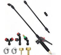 40'' Acid Resistant Sprayer Wand with 4 Types of Nozzles, Pump Replacement Sprayer Wand with 1/4" & 3/8" Brass Barbs and 2 Hose Clamps