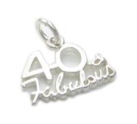 40 and Fabulous sterling silver charm .925 x 1 40th Birthday Age Forty