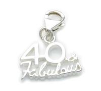 40 and Fabulous with clip sterling silver charm .925 x1 Age Forty