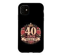 40 Años Floral Crown Spanish Graphic Text Age Pink Roses Case for iPhone 11