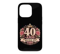 40 Años Floral Crown Spanish Graphic Text Age Pink Roses Case for iPhone 13 Pro