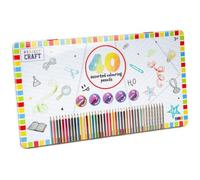 40 Assorted Colouring Pencils Set in Metal Storage Tin - Kids Art Drawing Colouring Sketching Craft Pencils - Rainbow Scented Metallic Holographic Standard Colours - Creative Gift Age 3+