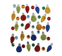 40 Assorted Mini Glitter Christmas Lights Self Adhesive Stickers for Papercrafts
