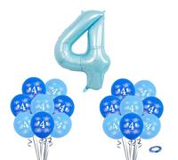 40" Baby Blue Number 4 Balloon & 16pcs 12" 4th Balloons for Boys/Girls Birthday Decorations 4 Year Old,Foil Large Number Four Balloon Latex Digital Balloons for 4th Birthday Anniversary Party