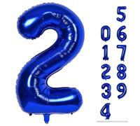 40" Balloon Number 2 Navy Blue, Large Dark Blue Foil Number Balloons Set 0-9, Royal Blue 2 Helium Balloons for Boys 2nd 12th 20th Birthday Anniversary Graduation Party Decoration Supplies