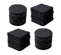 40 Black Slate Coasters, 4Inch Blank Slate Coaster for Engraving Decoration, Slate Coasters Bulk Suitable for Office Coffee