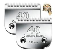 #40 Blade Dog Grooming Clipper Replacement Blades,Compatible with Andis | Wahl KM Series Clippers,Detachable Stainless Steel Blade，Size-Cut Length 1/100"(0.25mm)-2 Packs