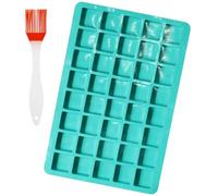 40 Cavities Square Silicone Mould with 1 Brush, Chocolate Mould Cake Baking Mold Candy Sweet Moulds Ice Cube Tray for Making Chocolate Candy, Cake Topper Moulding Cookie Jelly Handmade DIY Wax Moulds