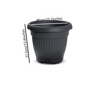 (40 cm Anthracite pot) ROUND PLASTIC PLANT POTS VENETIAN FLOWER POT GARDEN PLANTS HERBS PLANTER HOLDER