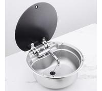 40 cm Stainless Steel Boat Sink Compact Hand Wash Basin for s Folding Faucet & Lid Ideal for Mobile Kitchens Durable Sink with Stylish Design (Color: Blue)