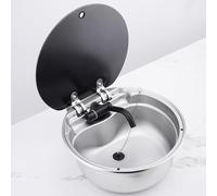 40 cm Stainless Steel Boat Sink Compact Hand Wash Basin for s Folding Faucet & Lid Ideal for Mobile Kitchens Durable Sink with Stylish Design (Color: Blue)