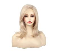 40 cm Women Girls Short Synthetic Side Part Hair Wig Light Blonde Color Shoulder Wigs
