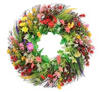 40 cm Wreath For Front Door, Artificial Wildflower Spring Summer Wreath for Front Door, Home Wall, Wedding, Festival, Farmhouse Holiday Decor