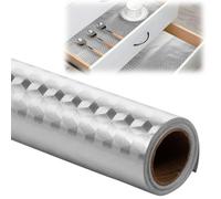 40 cm x 3 Meter Kitchen Oil Proof Waterproof Sliver Wall Sticker Roll Backsplash Wallpaper Peel and Stick Self Adhesive Aluminum Foil Contact Paper for Shelf Liner Drawer Counter Top Refrigerator