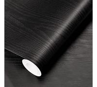 40 cm x 300 cm Adhesive Film Furniture Black Self-Adhesive Wallpaper Vintage Wood Look Furniture Film Waterproof Vinyl Film for Furniture Decoration of Kitchen, Walls and Cabinets