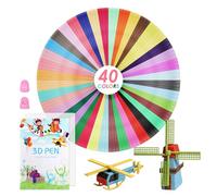 40 Color 3D Pen Filament Refill 1.75mm PLA High Temperature/PCL Low Temperature 3D Pen Filament 5m per Color Total 200m Include Stencil Book Mat and Finger Cot(A)