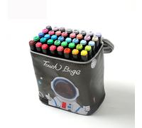 (40 colors) 40/80/120/168 Colors Marker Pen Storage Bag Square Shape Large Capacity Leather Multifunction Color Storage Bag Pencil Case Supplies(Square Version)