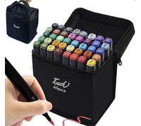 40 Colors Dual Tip Twin Marker Pens Set - Permanent Graphic Marker Pens for Drawing Colouring Sketching Painting - Art Alcohol Marker Pens for Artist Adult Kids Manga with storage bag
