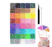 40 Colors Jelly Rhinestones Kit - 32000Pcs 3mm Sparkling Flatback Gems for Bedazzling and Crafting | -Single-Single Set with B7000 Adhesive & Applicators for Nail,Fabric,Diamond Art DIY Projects